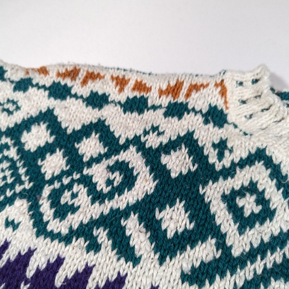 Vintage American Portrait Cardigan Sweater Women's Size Large Geometric 80s 90s - Picture 7 of 9